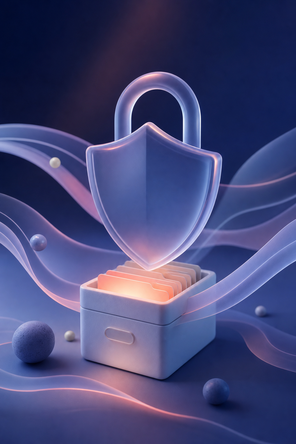 A translucent shield protecting a personal data archive